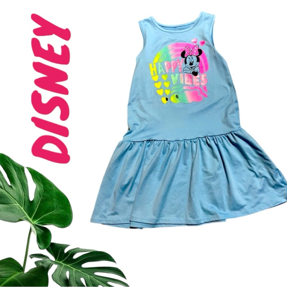 Disney Minnie Mouse Dress Size:6/6x Color: Blue Sleeveless Happy Vibes Like New